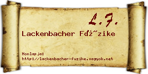 Lackenbacher Füzike névjegykártya